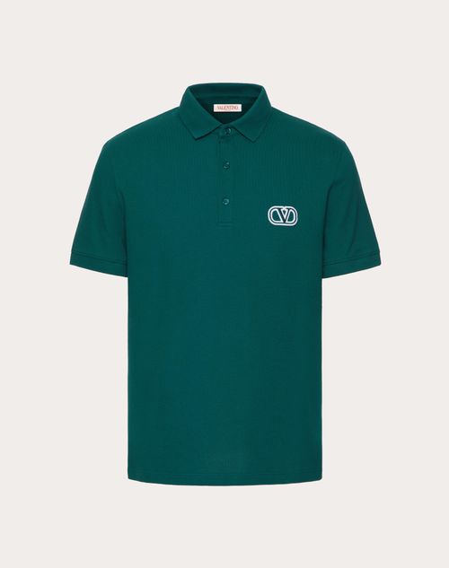 Cotton Piqué Polo Shirt With Vlogo Signature Patch for Man Cotton Piqué Polo Shirt With Vlogo Signature Patch for Man