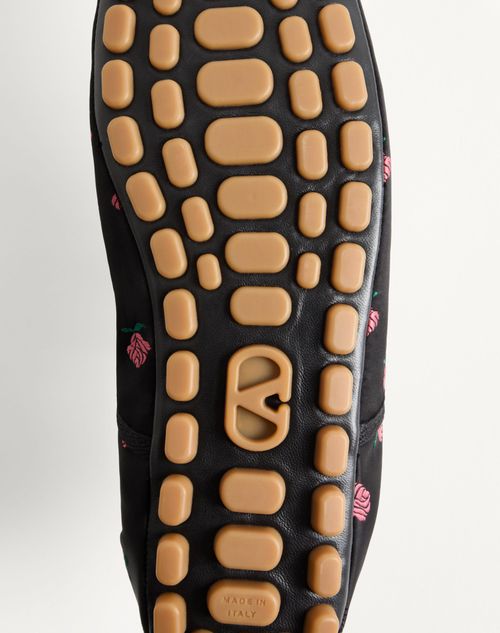Valentino Garavani - Rhytmika Slipper In Jacquard Rose Fabric - Black - Man - Sneakers