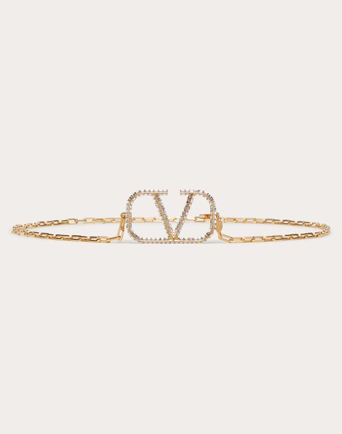 V Logo Embellished Chain Belt in Multicoloured - Valentino