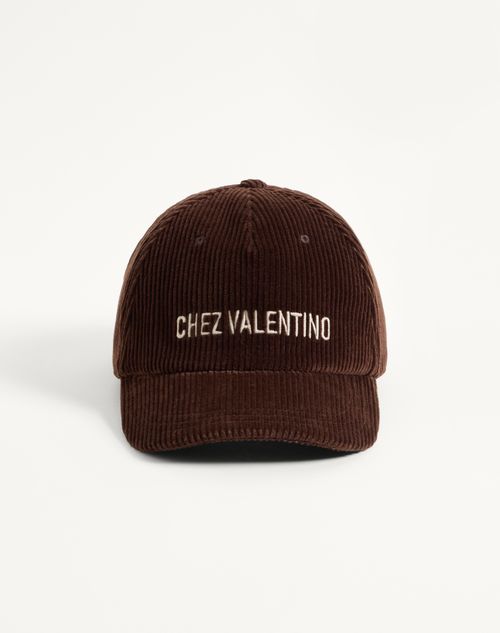 Valentino Garavani - Chez Valentino Velvet Baseball Cap With Embroidery - Brown - Man - Hats And Gloves