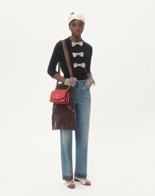 Valentino - Cárdigan Con Lazos Bordados - Negro - Mujer - Novedades