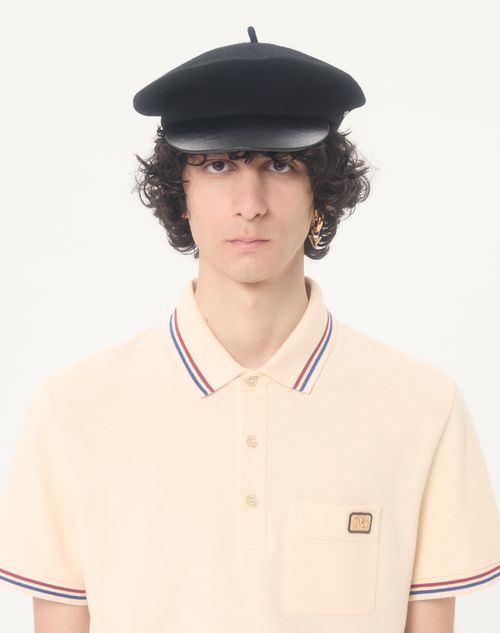 Valentino - Cotton Piqué Polo Shirt With Vlogo Patch - Cream - Man - T-shirts And Sweatshirts
