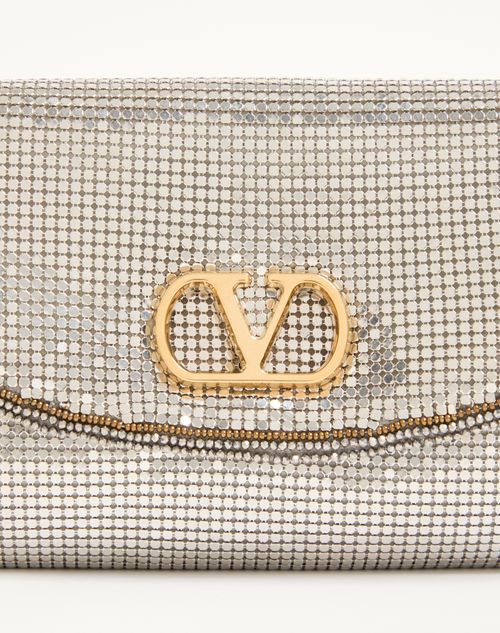 Valentino Garavani - Kleine Valentino Garavani Devain Schultertasche Aus Metallic-mesh - Silber - Frau - Schultertaschen