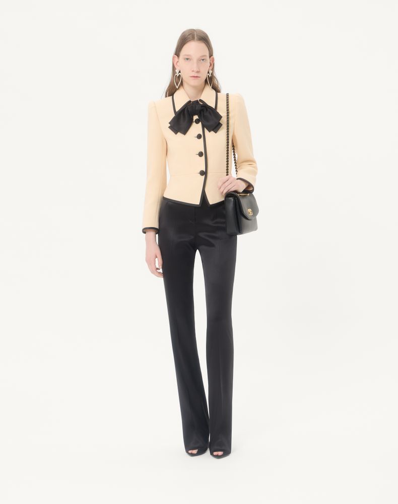 Valentino Wool Crepe Jacket Woman Birch/Black 44
