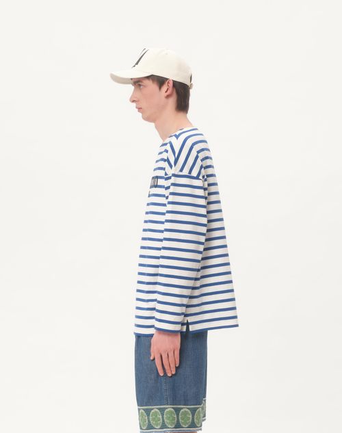 Long-sleeved Cotton T-shirt With Chez Valentino Print for Long-sleeved Cotton T-shirt With Chez Valentino Print for
