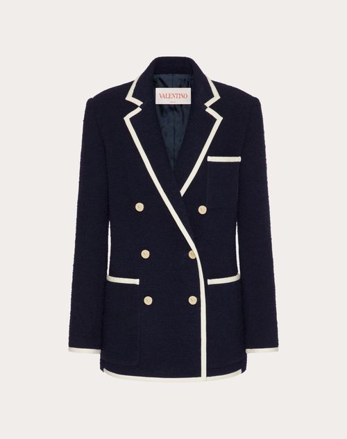 Valentino - Light Wool Tweed Blazer - Navy - Woman - Shelf - Pap 