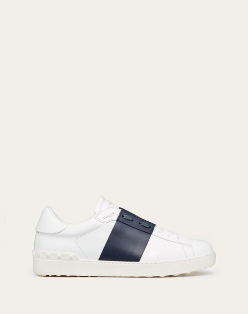 Calfskin Open Sneaker for Man in White/green | Valentino CZ Calfskin Open Sneaker for Man in White/green | Valentino CZ
