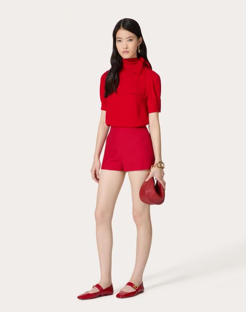 Valentino - Georgette Top - Red - Woman - Shirts & Tops