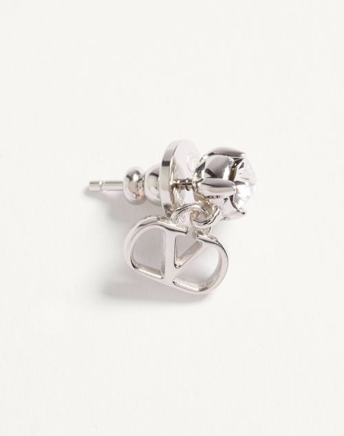 Valentino Garavani - Vlogo Signature Earrings In Metal And Swarovski® Crystals - Rhodium - Woman - Jewellery