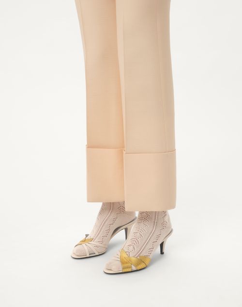 Valentino Garavani - Foliefoliage Slide Sandal In Kidskin 65 Mm - Ivory/gold - Woman - Woman Shoes Sale