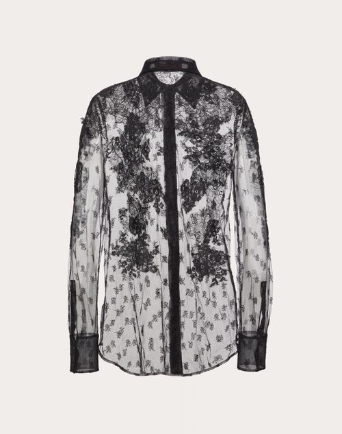 Valentino - Lace Shirt - Black - Woman - Shirts And Tops