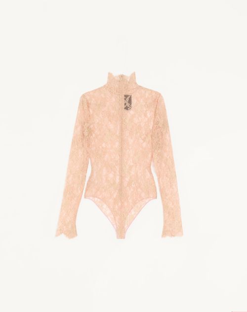 Valentino - Lurex Lace Bodysuit - Pink - Woman - Lingerie