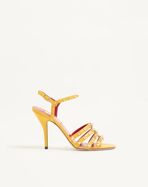 Valentino Garavani - Rockstud Kidskin Sandal 100mm - Yellow - Woman - Sandals
