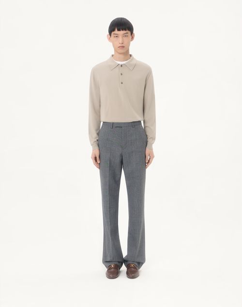 Valentino - Valentino Wool Polo Shirt With Vlogo - Light Grey - Man - Knitwear
