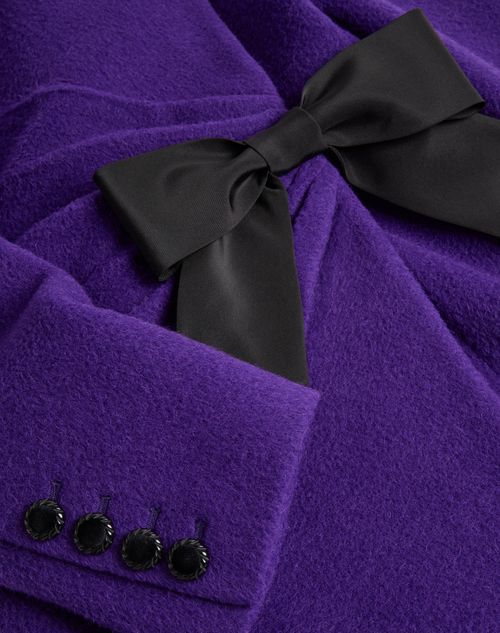 Valentino - Velour Peacoat - Purple/black - Woman - Coats And Outerwear