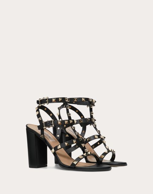 Valentino Garavani - Rockstud Ankle Strap Sandal 90 Mm - Black - Woman - High Heel Sandals