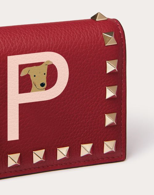vasketøj Due sortie Valentino Garavani Rockstud Pet Customizable Wallet for Woman in Rose  Quartz/pure Red | Valentino US