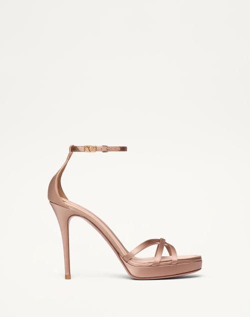 Valentino Garavani - Valentino Garavani Eveninglam Satin Platform Sandal 120mm - Poudre - Woman - Shoes