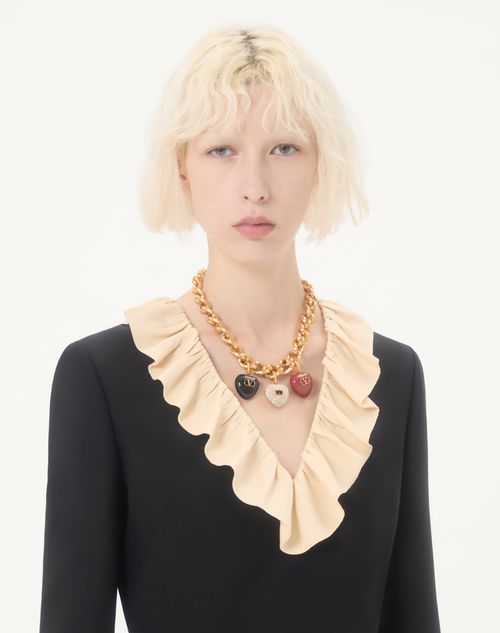 Valentino Garavani - Coeur Royal Necklace In Metal, Enamel And Swarovski® Crystals - Antique Brass - Woman - Jewellery