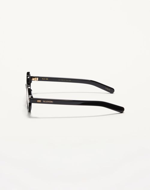 Valentino - Bizarre Circle Glasses With Crystals In Acetate - Black/crystal - Unisex - Eyewear
