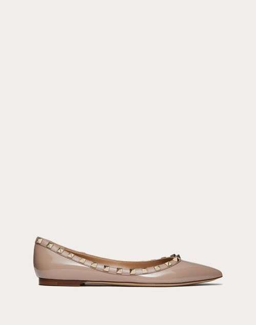 Patent Rockstud Ballet Flat for Woman in Poudre Valentino US