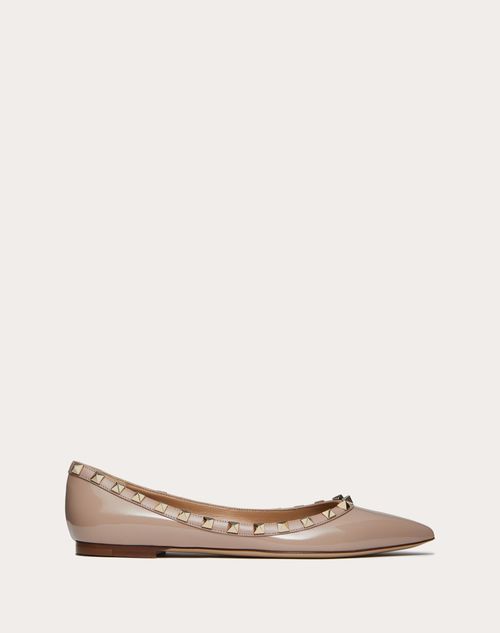 Patent Ballet Flat for Woman in Black/poudre | Valentino US