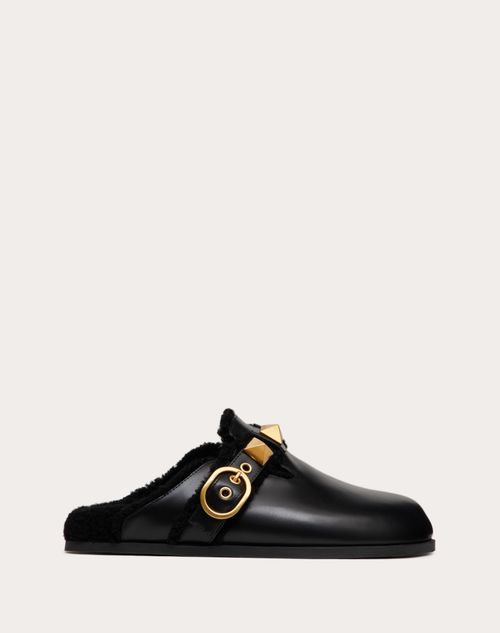 Valentino Garavani - Roman Stud Calfskin Mule 35 Mm - Black - Woman - Woman Shoes Sale