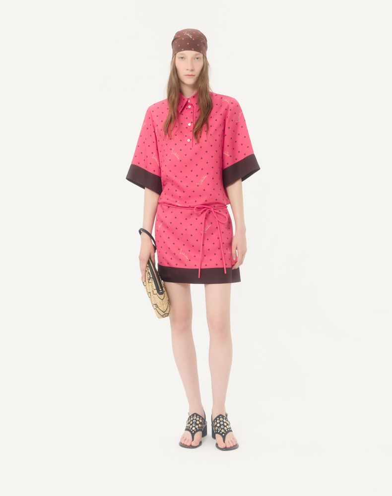 Valentino Stelline Firma Starry Twill Shirt Dress Woman Coral/Chocolate 44