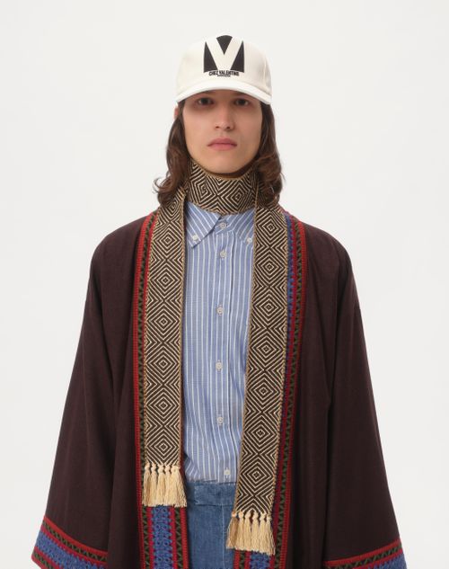 Valentino Garavani - Antibes Cotton Scarf With Fringe - Ivory/brown - Man - Soft Accessories