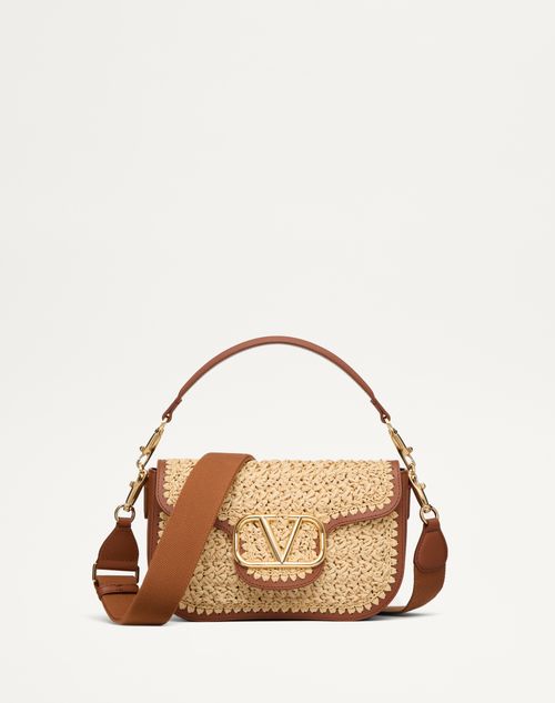 Valentino Garavani - Valentino Garavani Alltime Raffia Shoulder Bag - Natural/saddle Brown - Woman - Shoulder Bags