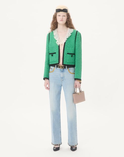 Valentino Garavani - Rockstud Mini Shopping Bag In Grainy Calfskin - Poudre - Woman - Totes