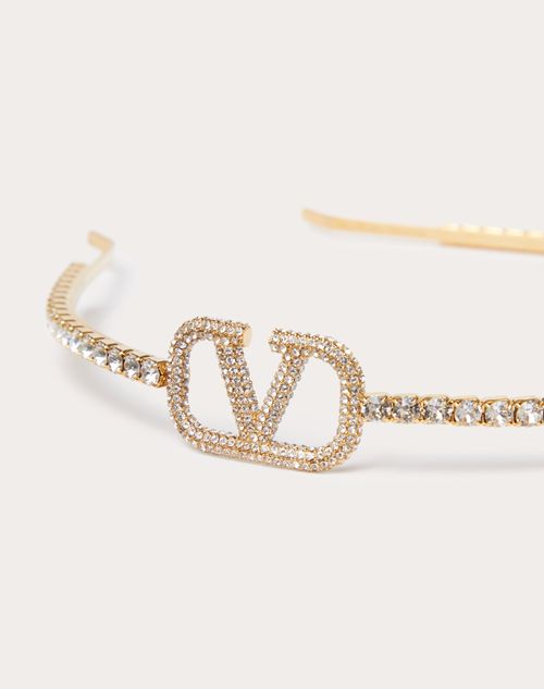 Valentino Garavani - Vlogo Signature Metal And Swarovski® Crystal Headband - Gold - Woman - Hair Accessories