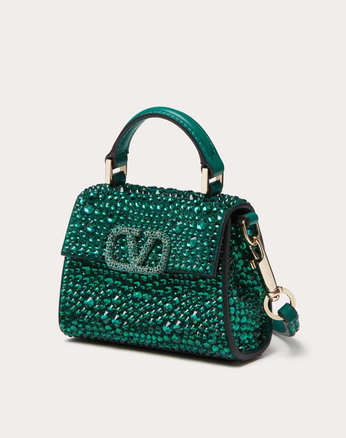 Vsling Micro Handbag With Sparkling Embroidery for Woman in Emerald ...