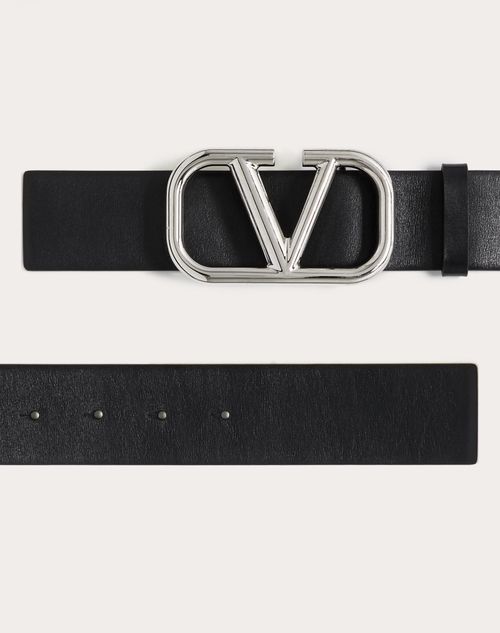 Valentino Garavani Vlogo Signature Calfskin Belt 40 mm Man Black 095