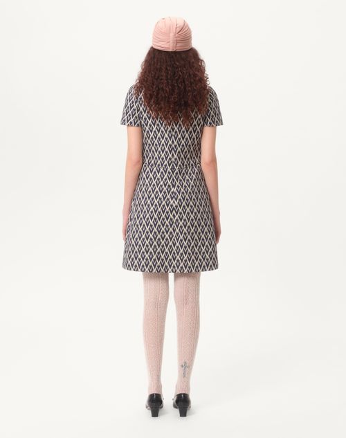Short Dress In Toute La V Jacquard for Woman in Night/cream Short Dress In Toute La V Jacquard for Woman in Night/cream