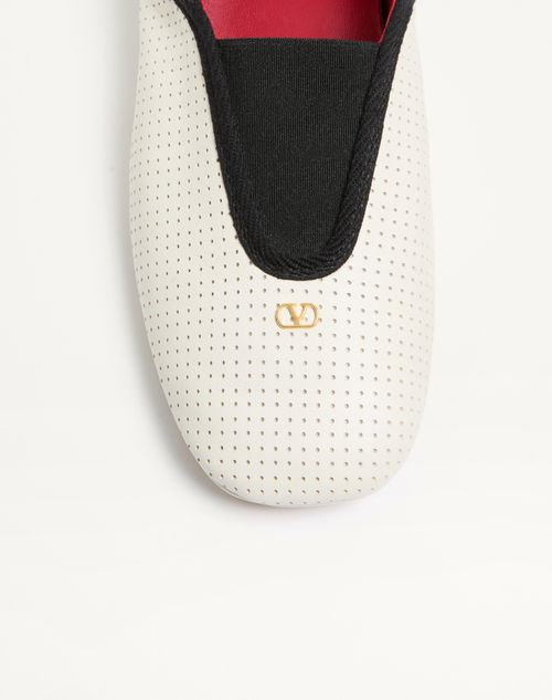 Valentino Garavani - Rythmika Ballerina In Perforated Nappa Leather - White - Woman - Ballerinas