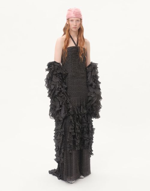 Valentino - Long Dress In Plusdepois Print Chiffon - Black/birch - Woman - Gowns