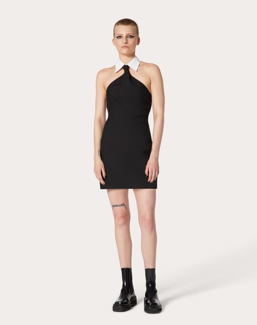 Crepe Couture Short Dress for Woman in Black