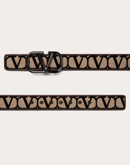 Valentino Vlogo 40 Reversible Toile Iconographe Canvas & Leather Belt