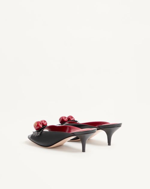Valentino Garavani - Cherryfic Kidskin Slide Sandal 55mm - Black - Woman - Sandals