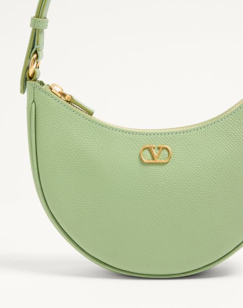 Valentino Garavani - Mini Borsa Hobo Vlogo Signature In Vitello Granato - Menta - Donna - Borse A Spalla