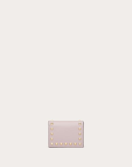 Small Rockstud Calfskin Wallet for Woman in Azure | Valentino MT