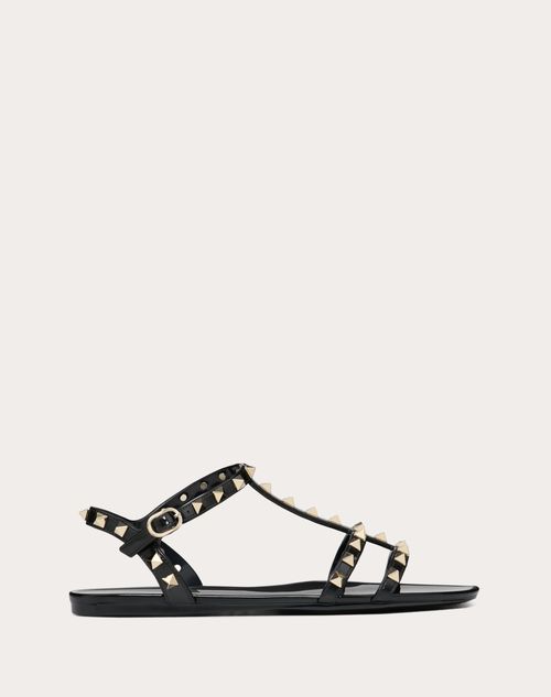 Valentino Garavani - Rockstud Flat Rubber Sandals - Black - Woman - Shelf - W Shoes - Polymeric