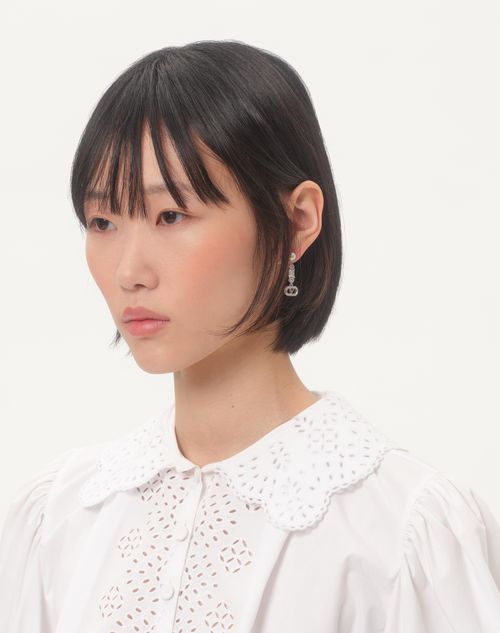 Valentino Garavani - Ovalette Metal, Pearl And Swarovski® Crystal Earrings - Rhodium - Woman - Jewellery