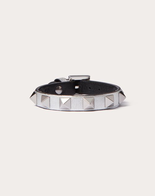 Valentino Garavani - Valentino Garavani Rockstud Bracelet In Leather And Metal - Silver - Woman - Jewelry