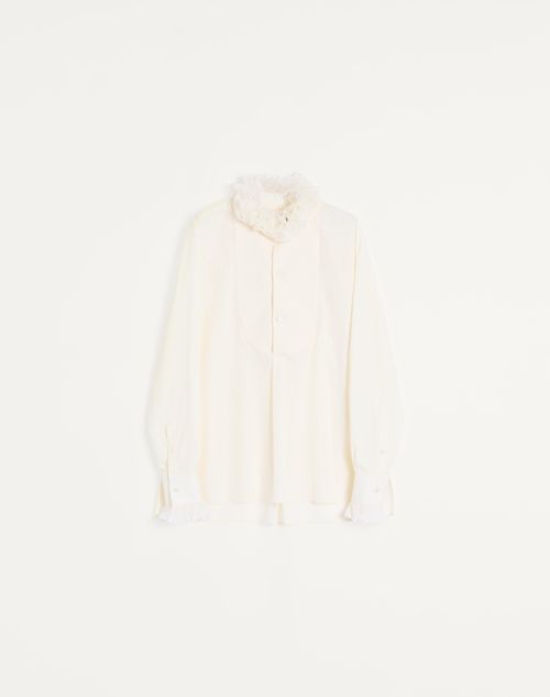 Valentino - Cotton Shirt With Plastron And Ruffles - Ivory - Man - Shirts