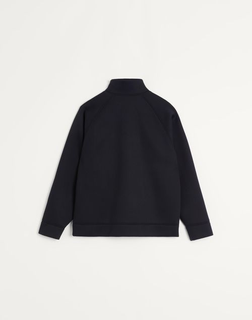 Valentino - Valentino Neoprene Sweatshirt With Vlogo - Indigo - Man - Tshirts And Sweatshirts