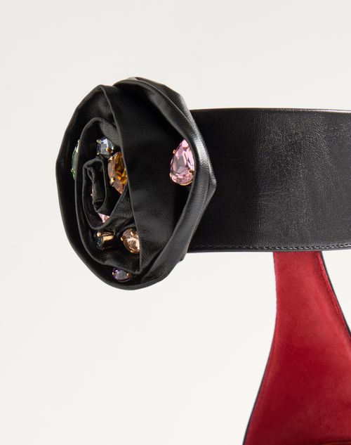 Valentino Garavani - Drip Rose Kidskin Sandal With Crystals 105mm - Black - Woman - Sandals