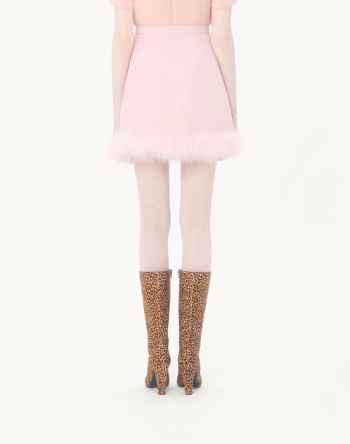 Valentino - Short Crepe Couture Skirt With Feathers - Rose - Woman - Skirts