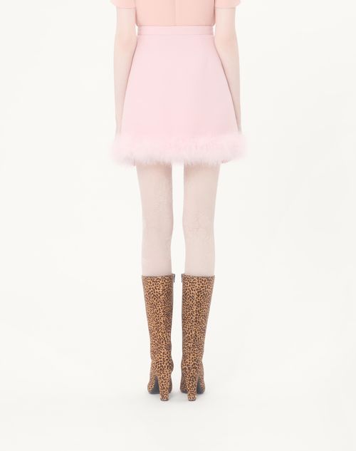 Valentino - Kurzer Crepe Couture Rock Mit Federn - Rose - Frau - Röcke